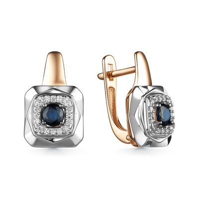 Серьги с сапфирами и бриллиантами из золота 585 пробы