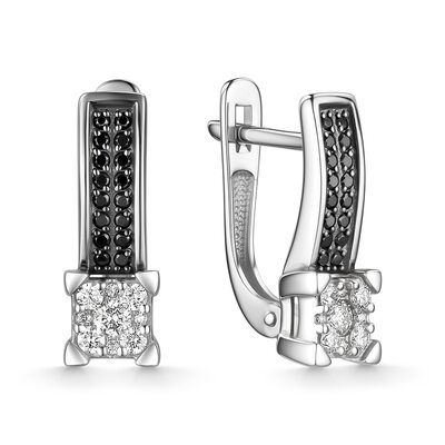 Серьги с бриллиантами из белого золота 585 пробы