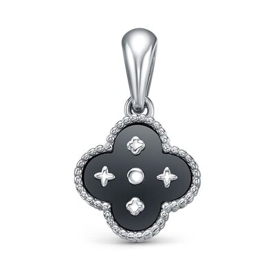 Подвеска "Клевер" с ониксом из серебра 925 пробы
