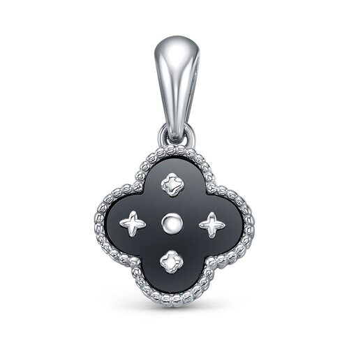 Подвеска "Клевер" с ониксом из серебра 925 пробы