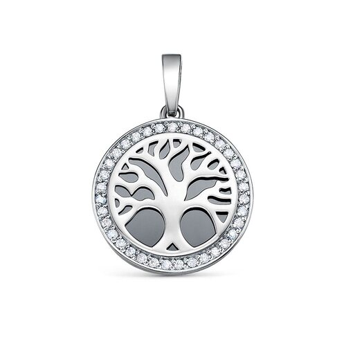 Подвеска "Дерево" с ониксом и фианитами из серебра 925 пробы