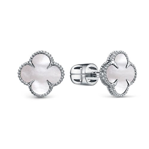 Серьги "Клевер" с перламутром из серебра 925 пробы