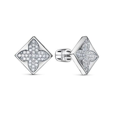 Серьги "Цветы" с фианитами из серебра 925 пробы