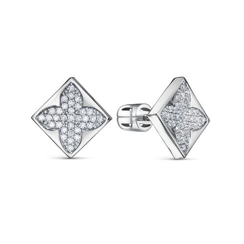 Серьги "Цветы" с фианитами из серебра 925 пробы