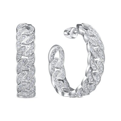 Серьги с фианитами из серебра 925 пробы