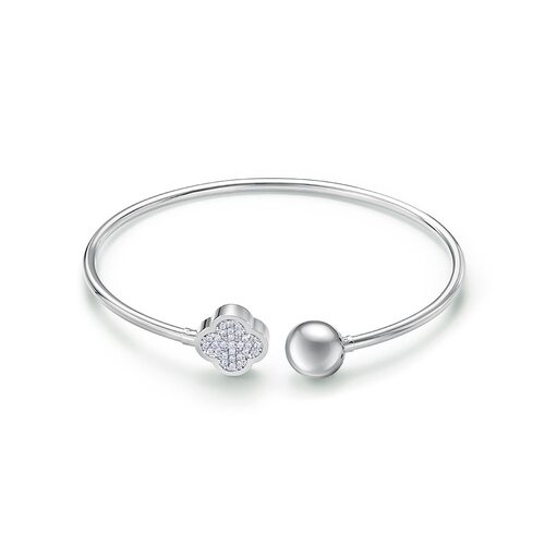 Браслет "Клевер" с фианитами из серебра 925 пробы