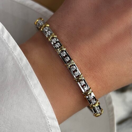 Браслет с фианитами из серебра 925 пробы