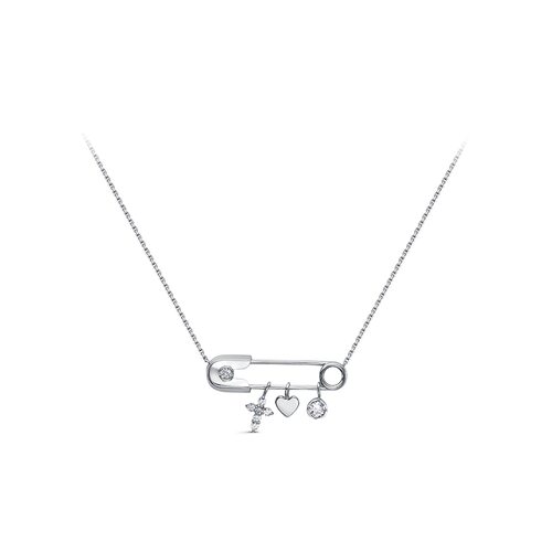 Колье "Булавка" с фианитами из серебра 925 пробы