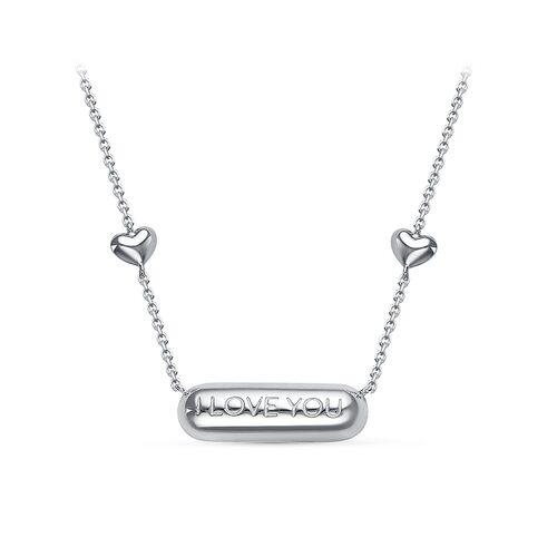 Колье "I love you" с фианитом из серебра 925 пробы