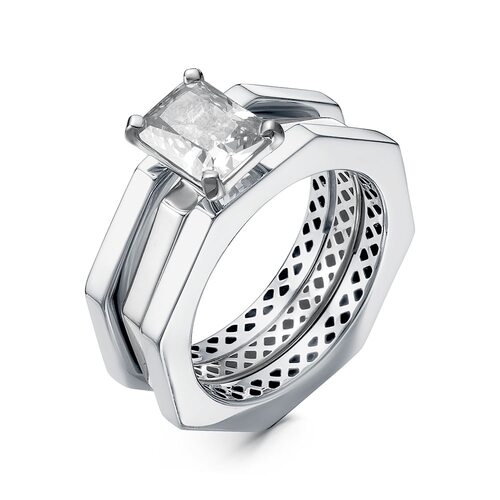 Кольцо с бриллианитом из серебра 925 пробы