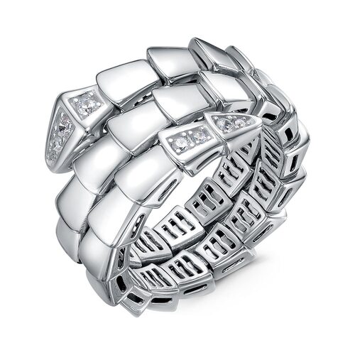 Кольцо "Змея" с фианитами из серебра 925 пробы