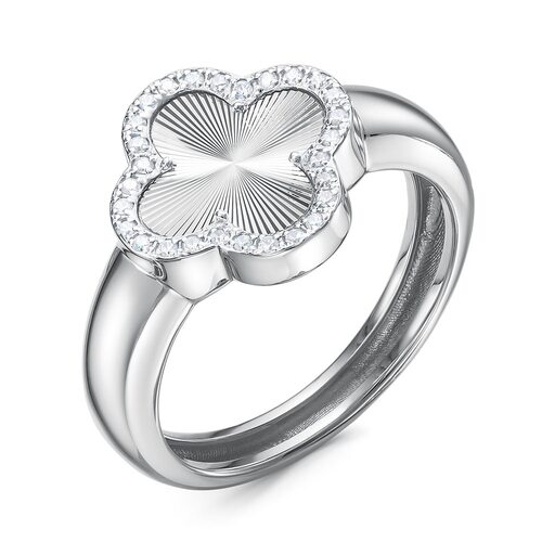 Кольцо "Клевер" с фианитами из серебра 925 пробы