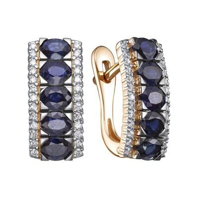 Серьги с сапфирами и бриллиантами из золота 585 пробы