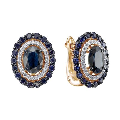 Серьги с сапфирами и бриллиантами из золота 585 пробы