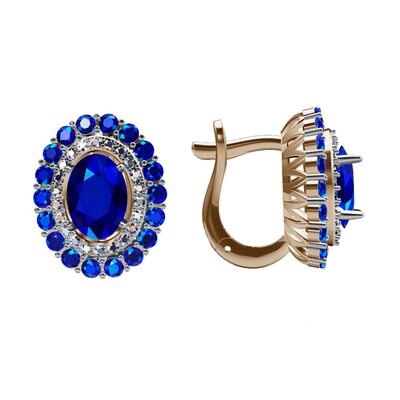 Серьги с сапфирами и бриллиантами из золота 585 пробы