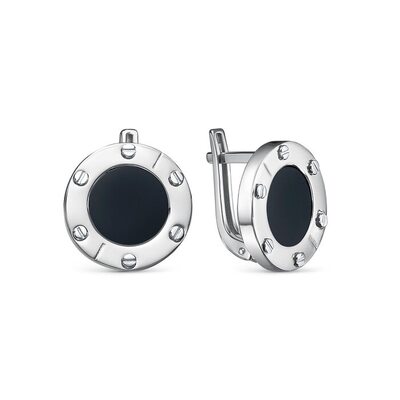 Серьги с ониксом из серебра 925 пробы
