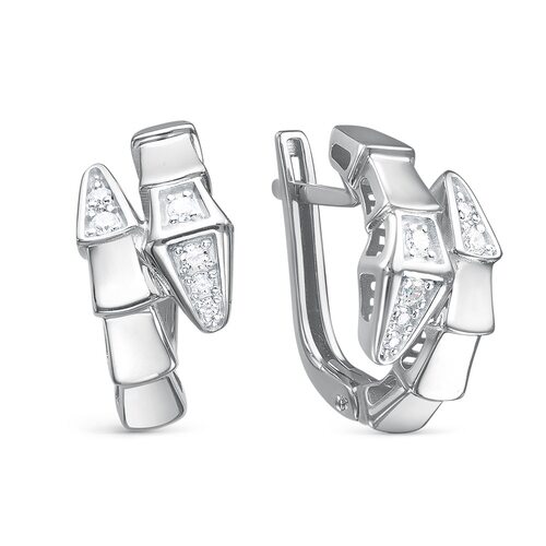Серьги "Змеи" с фианитами из серебра 925 пробы