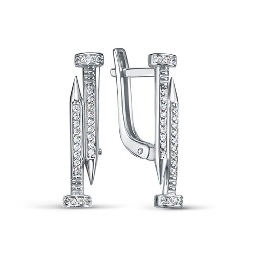 Серьги "Гвозди" с фианитами из серебра 925 пробы