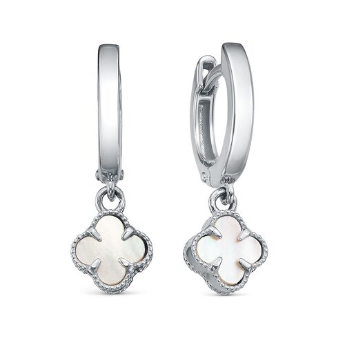 Серьги "Клевера" с перламутром из серебра 925 пробы