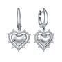 Серьги "Сердца" с фианитами из серебра 925 пробы