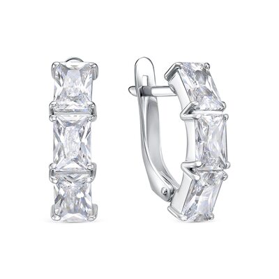 Серьги с фианитами из серебра 925 пробы