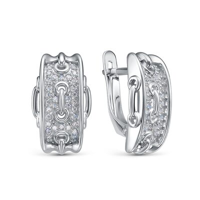 Серьги с фианитами из серебра 925 пробы