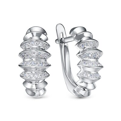 Серьги с фианитами из серебра 925 пробы