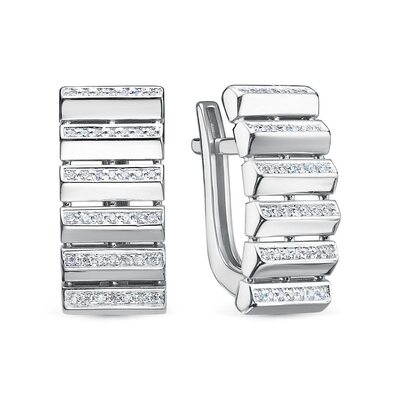 Серьги с фианитами из серебра 925 пробы