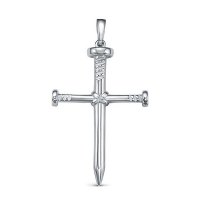 Декоративный крест "Гвоздь" с фианитами из серебра 925 пробы
