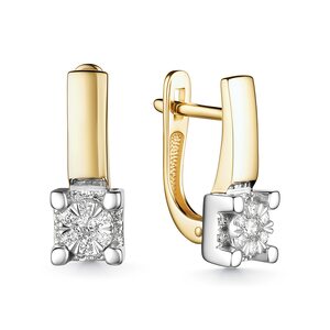 Серьги с бриллиантами из желтого золота 585 пробы