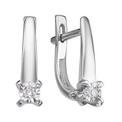 Серьги с бриллиантами из белого золота 585 пробы