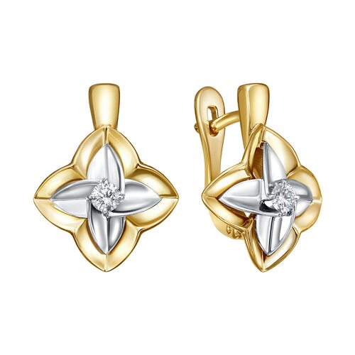 Серьги "Цветы" с бриллиантами из золота 585 пробы