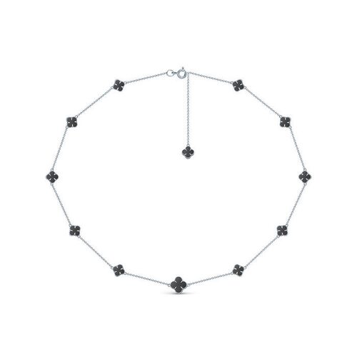 Колье "Клевера" с ониксом из серебра 925 пробы