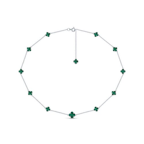 Колье с малахитом из серебра 925 пробы