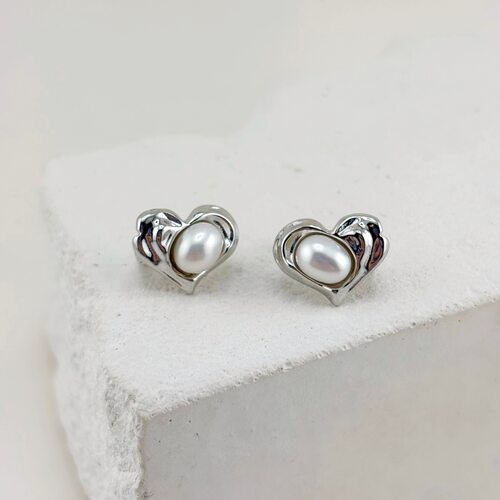 Серьги с жемчугом из серебра 925 пробы