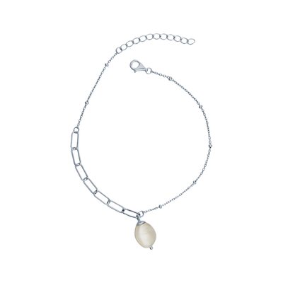 Браслет с барочным жемчугом из серебра 925 пробы