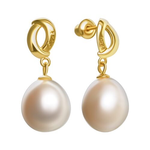 Серьги с жемчугом из серебра 925 пробы с позолотой