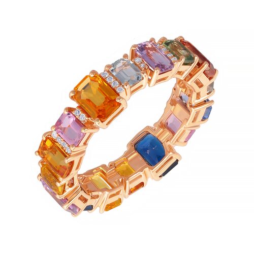 Кольцо с сапфирами и бриллиантами из розового золота 585 пробы