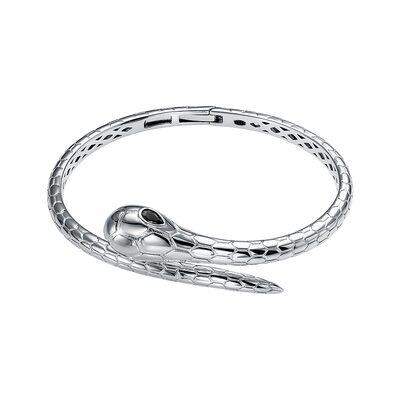 Браслет "Змея" с фианитами из серебра 925 пробы