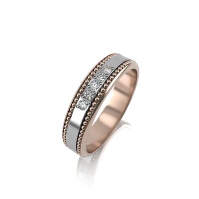 Кольцо обручальное с бриллиантами из золота 585 пробы