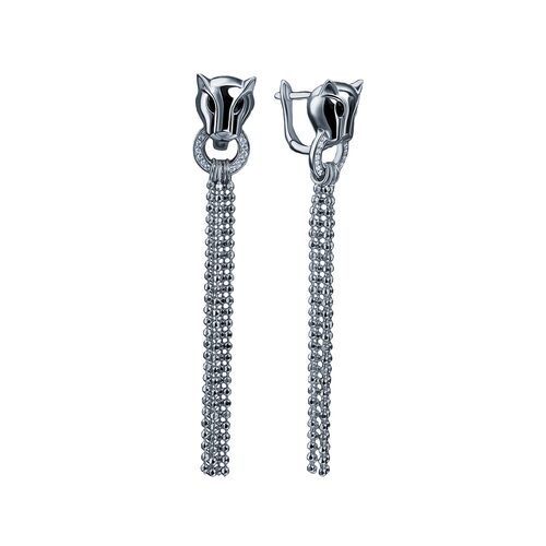 Серьги "Пантеры" с фианитами из серебра 925 пробы 