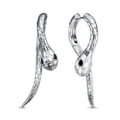 Серьги "Змеи" с фианитами из серебра 925 пробы