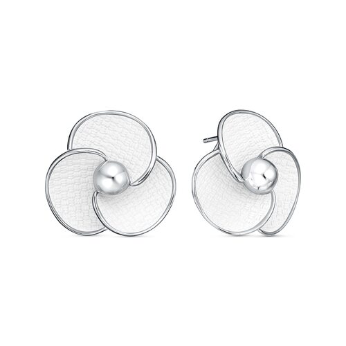 Серьги "Цветы" с эмалью из серебра 925 пробы