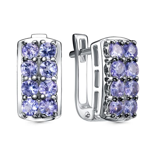 Серьги с танзанитами из серебра 925 пробы