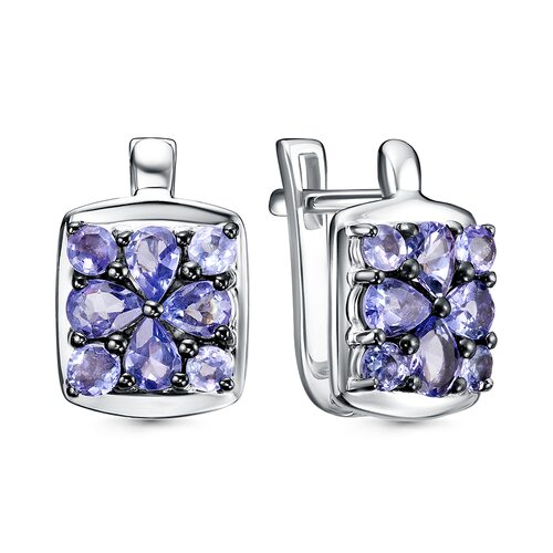 Серьги с танзанитами из серебра 925 пробы