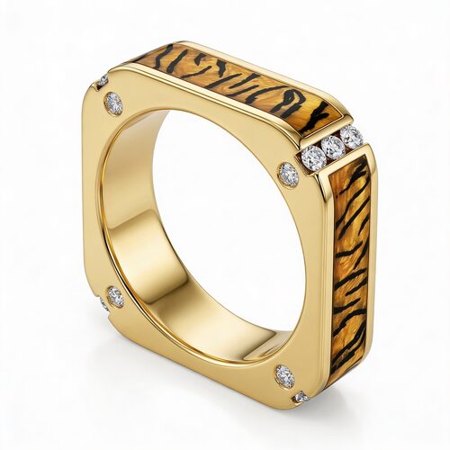 Кольцо с бриллиантами из желтого золота 585 пробы