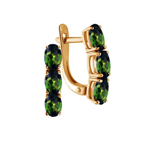 Серьги с хромдиопсидом из серебра 925 пробы