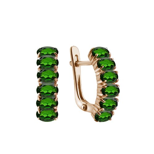 Серьги с хромдиопсидом из серебра 925 пробы