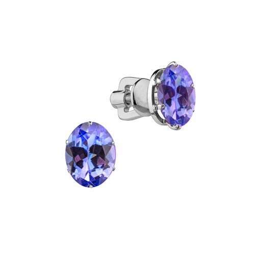 Серьги с танзанитами из серебра 925 пробы