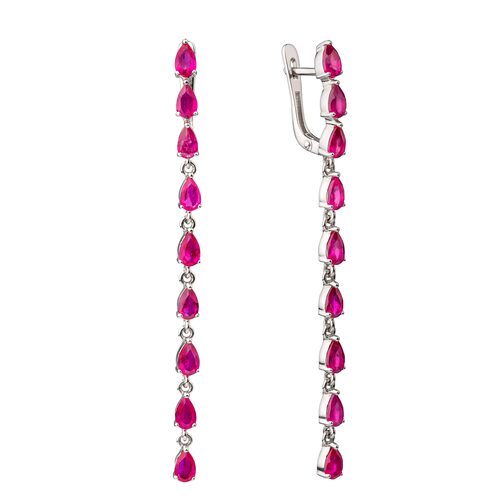 Серьги с рубинами из серебра 925 пробы